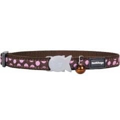 Red Dingo Balık Tokalı Kahverengi Pembe Benekli Kedi Boyun Tasması 12 Mm