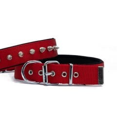 Doggie Comfort Dokuma Çivili Köpek Boyun Tasması Large Kırmızı 3x47-55 Cm