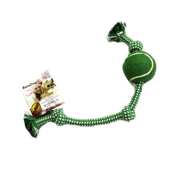 Euro Dog Köpek Diş İpi 3 Düğümlü Tenis Toplu Yeşil 44 Cm