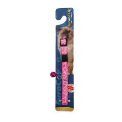 Euro Cat Çizgi Desenli Çıngıraklı Kedi Boyun Tasması Pembe 10 Mm 28 Cm