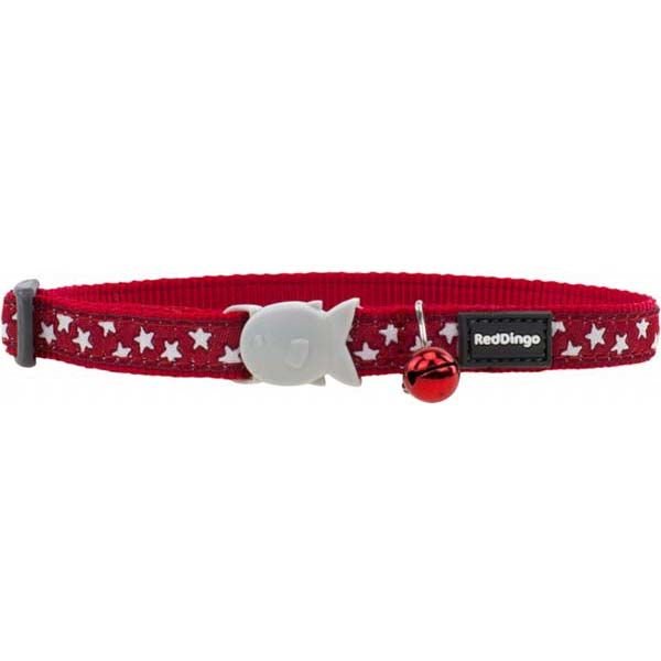 Red Dingo Kırmızı Beyaz Yıldızlı Desenli Kedi Boyun Tasması 12 Mm
