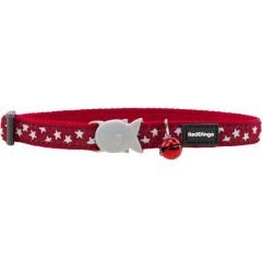 Red Dingo Kırmızı Beyaz Yıldızlı Desenli Kedi Boyun Tasması 12 Mm