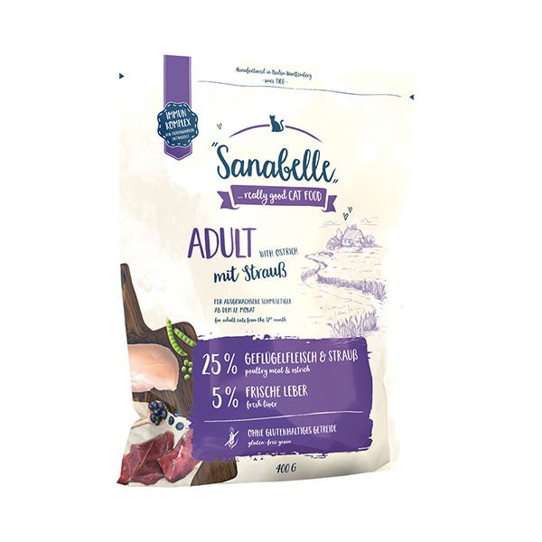 Sanabelle Ostrict Adult Tahılsız Deve Kuşu Etli Yetişkin Kedi Maması 400 Gr