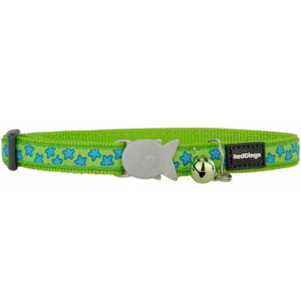 Red Dingo Lime Turkuaz Yıldızlı Desenli Kedi Boyun Tasması 12 Mm