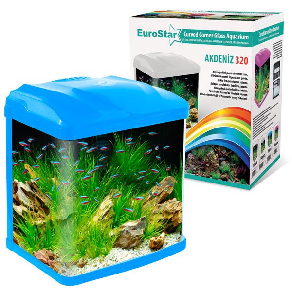 Euro Star Akdeniz Akvaryum Mavi Led 4W 32x23x38.5 Cm