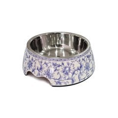 Pet Loves Melamin Kedi ve Köpek Mama ve Su Kabı Mavi Çiçek Desenli 160 Ml 13x14x4.5 Cm