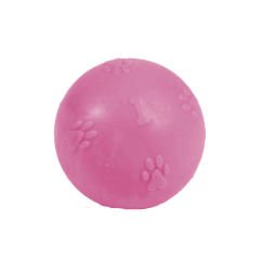 Petpretty Kauçuk Top Pati Desenli Köpek Oyuncağı M 6 Cm Pembe