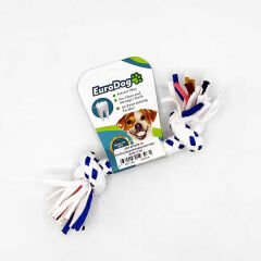Euro Dog İki Düğümlü Kalın Diş Kaşıma İpi Köpek Oyuncağı Beyaz/Mavi 15 Cm