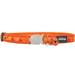 Red Dingo Breezy Love Desenli Kedi Boyun Tasması Turuncu 12 Mm