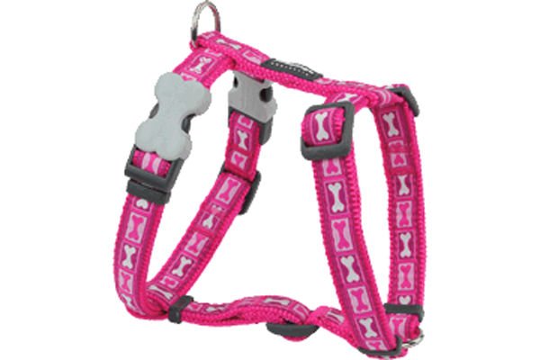 Red Dingo Bone Yard Desenli Köpek Göğüs Tasması Pembe 15 Mm