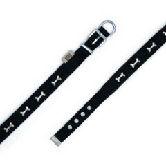 Doggie Comfort Dokuma Kemikli Köpek Boyun Tasması Small Siyah 2x30-35 Cm