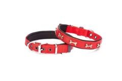 Doggie Comfort Dokuma Kemikli Köpek Boyun Tasması Small Kırmızı 2x30-35 Cm
