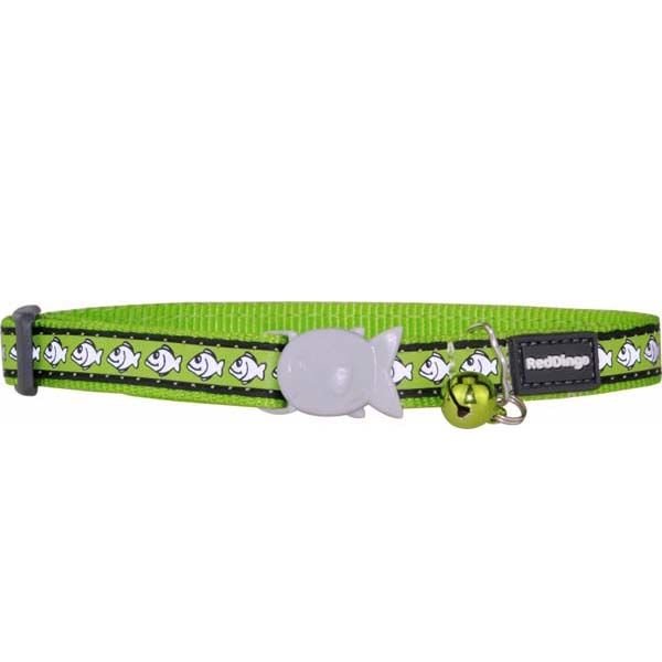 Red Dingo Reflektörlü Balık Desenli Kedi Boyun Tasması Lime 12 Mm