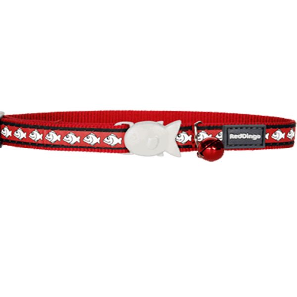 Red Dingo Reflektörlü Balık Desenli Kedi Boyun Tasması Kırmızı 12 Mm