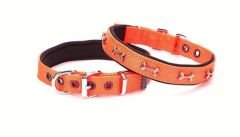 Doggie Comfort Dokuma Kemikli Köpek Boyun Tasması Medium Turuncu 2x35-40 Cm