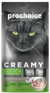 Prochoice Creamy Tavuklu ve Keçi Sütlü Sıvı Krema Kısırlaştırılmış Kedi Ödülü 4 X 15 gr
