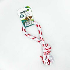 Euro Dog Tek Düğümlü Halka Şeklinde Diş Kaşıma İpi Köpek Oyuncağı Beyaz/Kırmızı 25 Cm