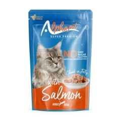Alphapet Jöle İçinde Parça Somonlu Pouch Yetişkin Konserve Kedi Maması 1 Adet 85 Gr