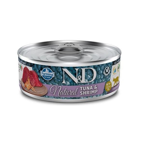 N&D Natural Tuna Ve Karidesli Yetişkin Kedi Konservesi 80 Gr
