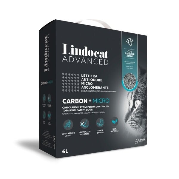 Lindocat Advanced Carbon Aktif Karbonlu Ekstra Topaklanan İnce Taneli Kedi Kumu 1 Adet 6 Lt