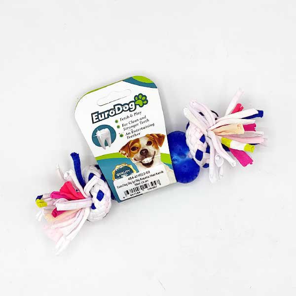 Euro Dog Kemik Şekilli Diş Kaşıma İpi Köpek Oyuncağı Beyaz/Mavi 15 Cm