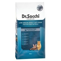 Dr.Sacchi Premium Somonlu ve Ton Balıklı Düşük Tahıllı Yetişkin Kedi Maması 10 Kg
