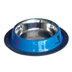 Tommy Kedi Desenli Çelik Kedi ve Köpek Mama ve Su Kabı Mavi 8 Oz