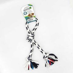 Euro Dog Üç Düğümlü Halka Şeklinde Diş Kaşıma İpi Köpek Oyuncağı Beyaz/Siyah 30 Cm