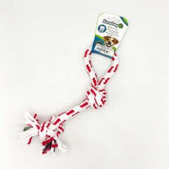 Euro Dog Üç Düğümlü Halka Şeklinde Diş Kaşıma İpi Köpek Oyuncağı Beyaz/Kırmızı 30 Cm