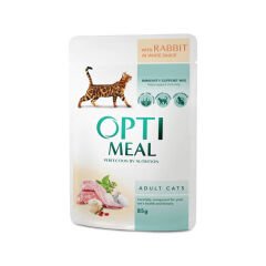 Optimeal White Sauce Tavşanlı Konserve Yetişkin Kedi Maması 85 Gr