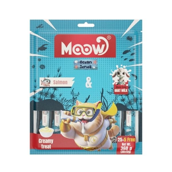 Moow Somonlu ve Keçi Sütlü Yetişkin Sıvı Kedi Ödül Maması 30x12 Gr