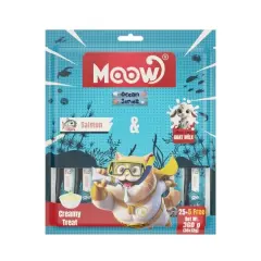Moow Somonlu ve Keçi Sütlü Yetişkin Sıvı Kedi Ödül Maması 1 Adet 30x12 Gr