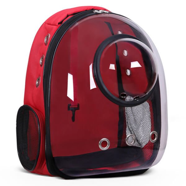 Glipet Fanuslu Şeffaf Astronot Kedi Köpek Taşıma Çantası 42x22x33 Cm Kırmızı