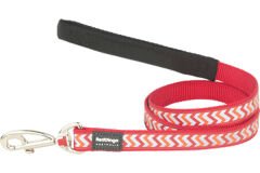 Red Dingo Reflektörlü Ziggy Desenli Köpek Uzatma Tasması Kırmızı 25 Mm