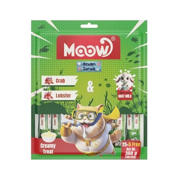 Moow Yengeçli Istakozlu ve Keçi Sütlü Yetişkin Sıvı Kedi Ödül Maması 30x12 Gr