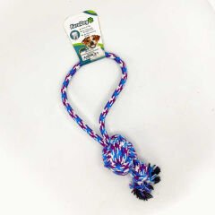 Euro Dog Topuz Düğümlü Halka Şeklinde Diş Kaşıma İpi Köpek Oyuncağı Beyaz/Mavi/Mor 45 Cm