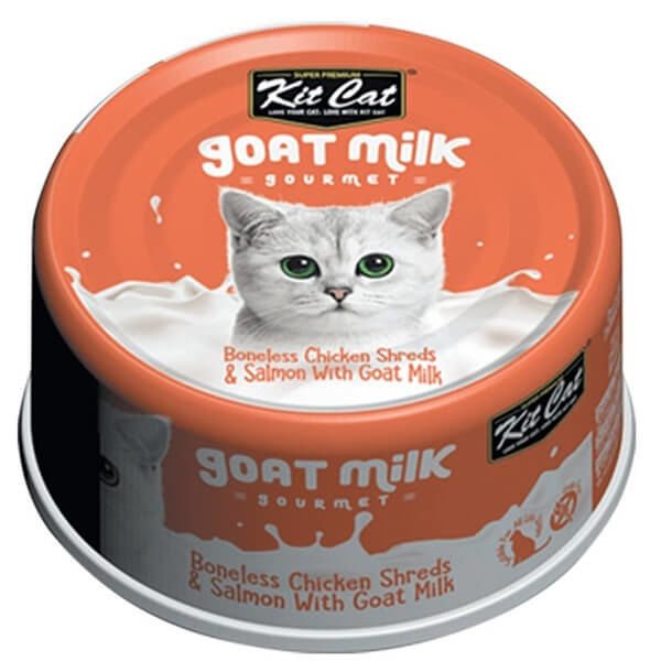 Kit Cat Keçi Sütlü Tavuklu ve Somonlu Tahılsız Yetişkin Kedi Konservesi 70 Gr