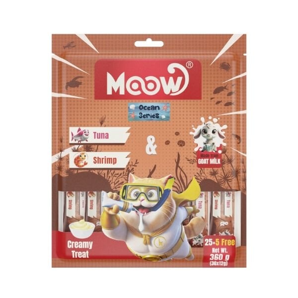 Moow Ton Balıklı Karidesli ve Keçi Sütlü Yetişkin Sıvı Kedi Ödül Maması 30x12 Gr