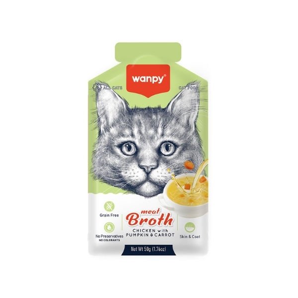 Wanpy Tavuk Etli Bal Kabaklı ve Havuçlu Tahılsız Kedi Çorbası 1 Adet 50 Gr