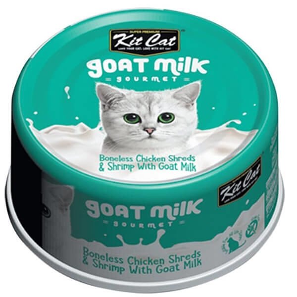 Kit Cat Keçi Sütlü Tavuklu ve Karidesli Tahılsız Yetişkin Kedi Konservesi 70 Gr
