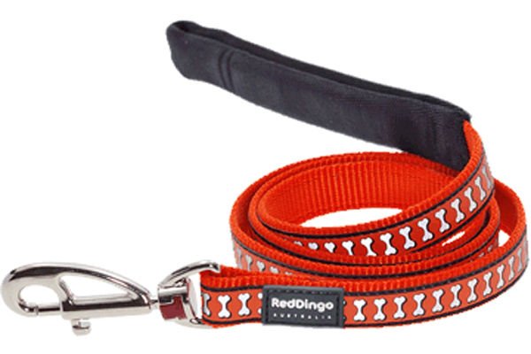 Red Dingo Reflektörlü Kemik Desenli Köpek Uzatma Tasması Turuncu 20 Mm