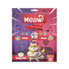 Moow Karışık Somonlu Tavuklu ve Keçi Sütlü Yavru Sıvı Kedi Ödül Maması 30x12 Gr
