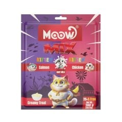 Moow Karışık Somonlu Tavuklu ve Keçi Sütlü Yavru Sıvı Kedi Ödül Maması 30x12 Gr