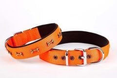 Doggie Comfort Dokuma Kemikli Köpek Boyun Tasması Large Turuncu 3x47-55 Cm