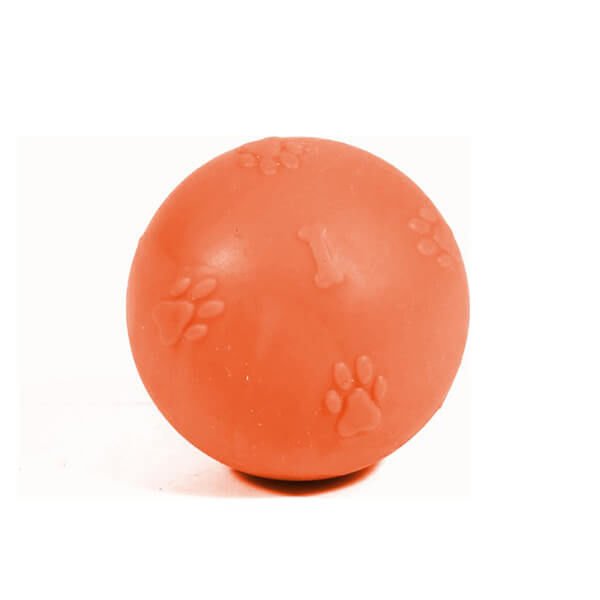 Petpretty Kauçuk Top Pati Desenli Köpek Oyuncağı Xl 8 Cm Turuncu
