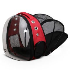 Glipet Şeffaf Fileli Astronot Kedi Köpek Taşıma Çantası 42x22x33 Cm Kırmızı