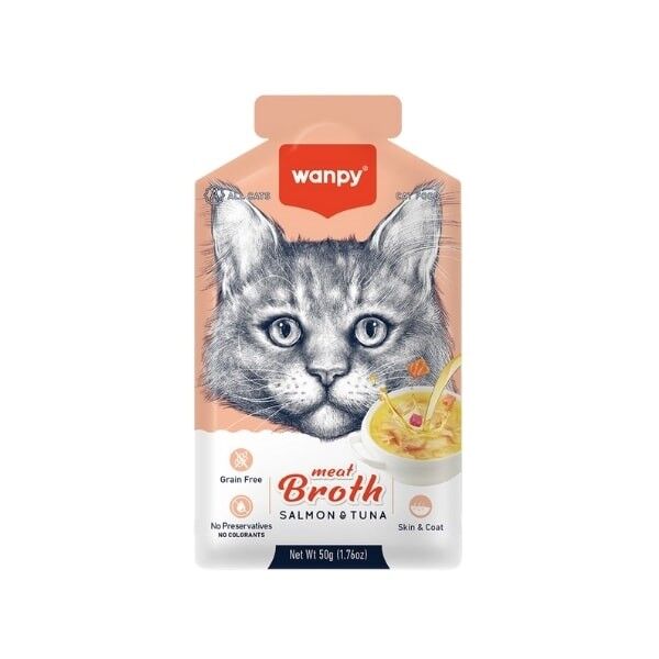 Wanpy Somonlu ve Ton Balıklı Tahılsız Kedi Çorbası 1 Adet 50 Gr