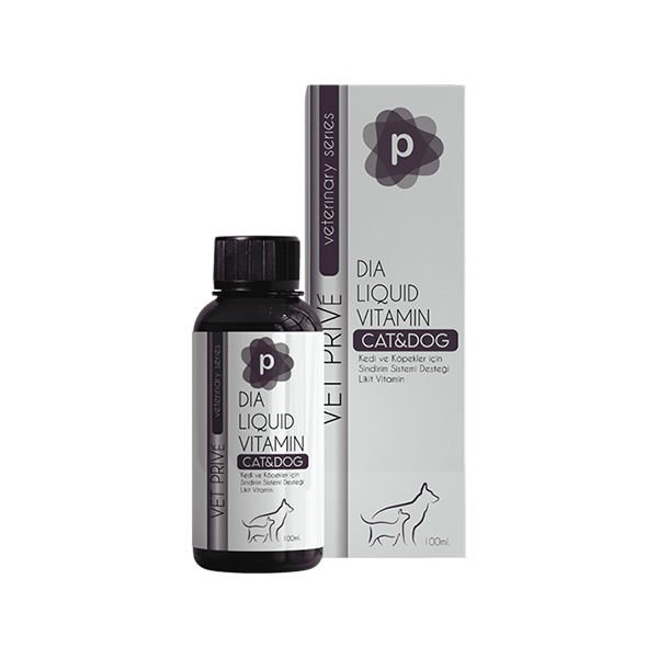 Vet Prive Veterinary Dia Liquid Kedi ve Köpekler için Sindirim Desteği Likit Vitamin 100 Ml