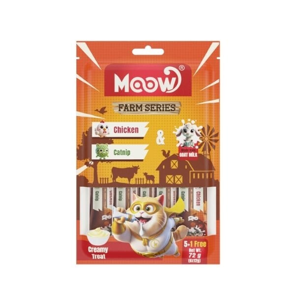 Moow Tavuklu Kedi Naneli ve Keçi Sütlü Yetişkin Sıvı Kedi Ödül Maması 6x12 Gr
