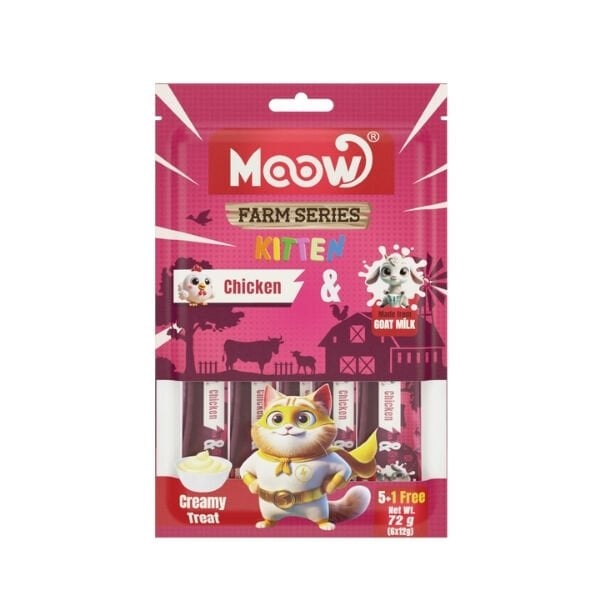 Moow Tavuklu ve Keçi Sütlü Yavru Sıvı Kedi Ödül Maması 6x12 Gr